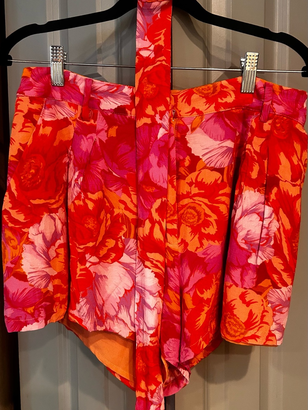 Lovers + Friends Red and Pink Floral Tie-Front Skirt Shorts